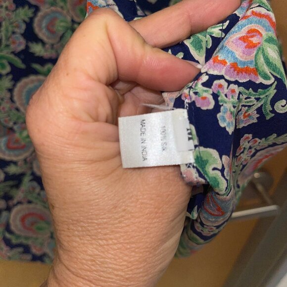 Banjanan Womens Dress Size Medium Multicolor Pintuck Ruffle Trim Mini Pure Silk - Picture 6 of 16